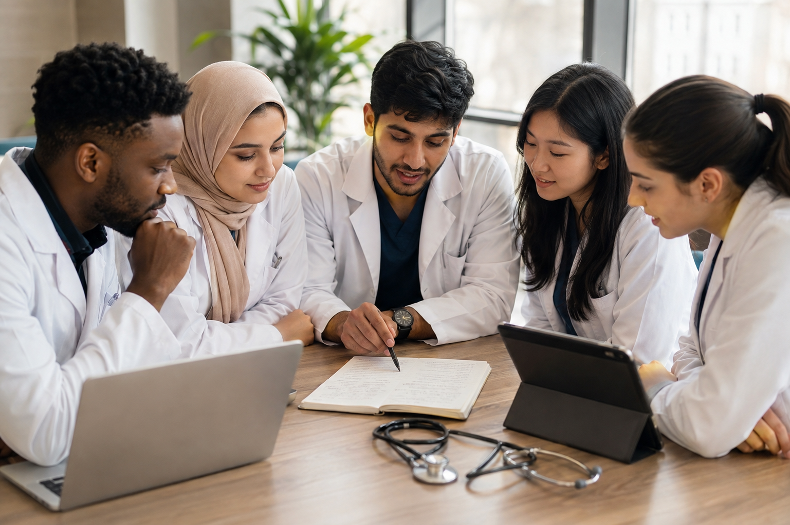 International students studying together at a Ukrainian university